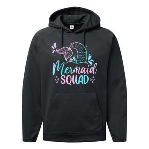 Mermaid Squad Women Birthday Squad Performance Fleece Hoodie