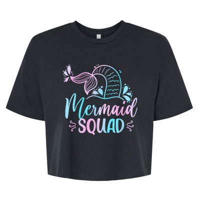 Mermaid Squad Women Birthday Squad Bella+Canvas Jersey Crop Tee