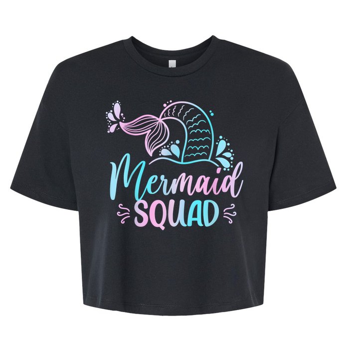 Mermaid Squad Women Birthday Squad Bella+Canvas Jersey Crop Tee