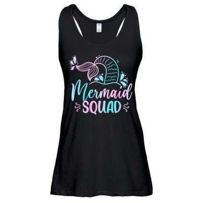 Mermaid Squad Women Birthday Squad Ladies Essential Flowy Tank