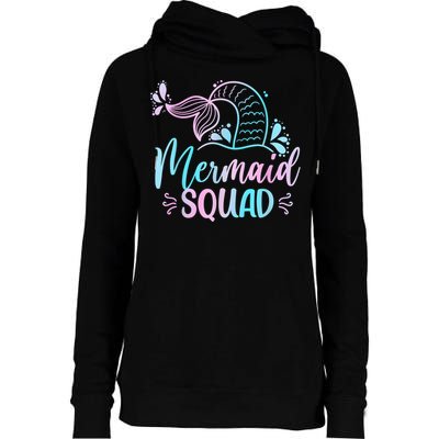 Mermaid Squad Women Birthday Squad Womens Funnel Neck Pullover Hood