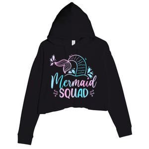 Mermaid Squad Women Birthday Squad Crop Fleece Hoodie