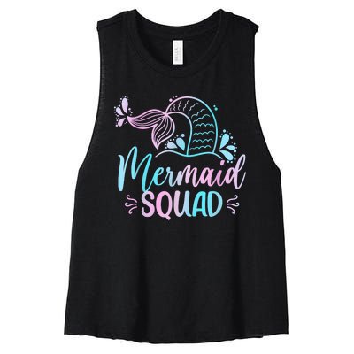 Mermaid Squad Women Birthday Squad Women's Racerback Cropped Tank