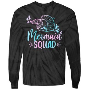 Mermaid Squad Women Birthday Squad Tie-Dye Long Sleeve Shirt