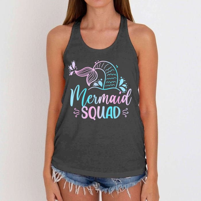 Mermaid Squad Women Birthday Squad Women's Knotted Racerback Tank