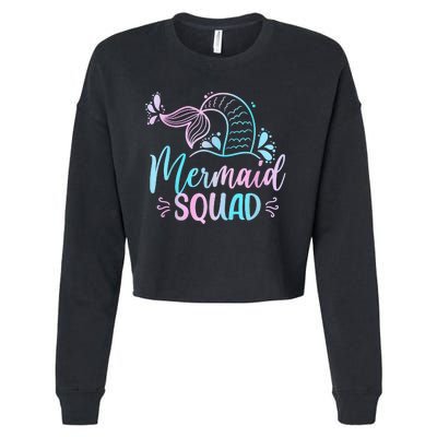 Mermaid Squad Women Birthday Squad Cropped Pullover Crew