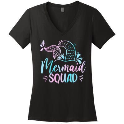 Mermaid Squad Women Birthday Squad Women's V-Neck T-Shirt