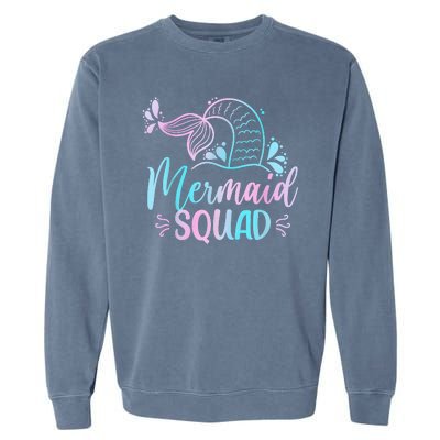 Mermaid Squad Women Birthday Squad Garment-Dyed Sweatshirt