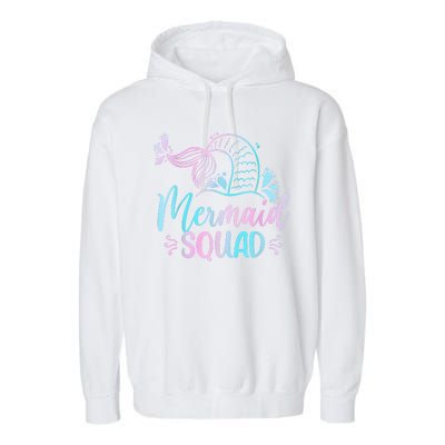 Mermaid Squad Women Birthday Squad Garment-Dyed Fleece Hoodie