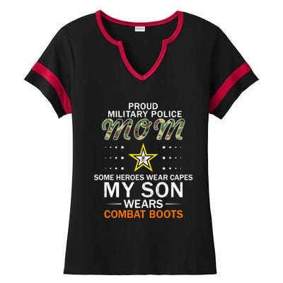 My Son Wears Combat Bootsgiftproud Mp Military Police Mom Army Gift Ladies Halftime Notch Neck Tee