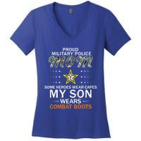 My Son Wears Combat Bootsgiftproud Mp Military Police Mom Army Gift Women's V-Neck T-Shirt