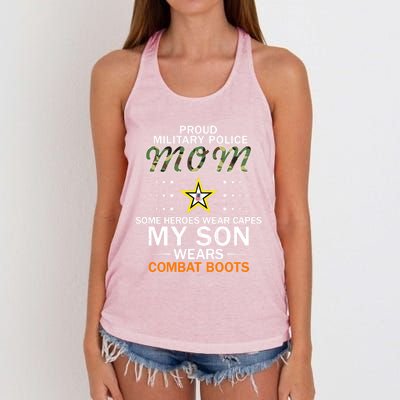 My Son Wears Combat Bootsgiftproud Mp Military Police Mom Army Gift Women's Knotted Racerback Tank