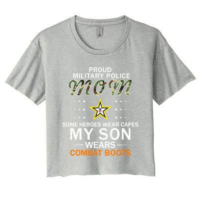 My Son Wears Combat Bootsgiftproud Mp Military Police Mom Army Gift Women's Crop Top Tee