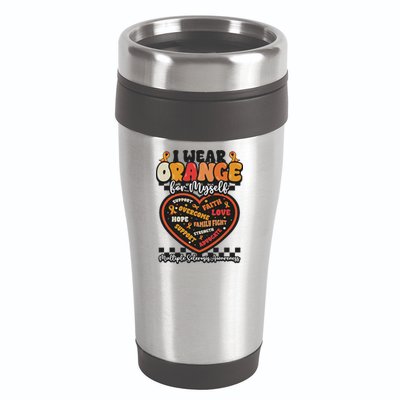 Multiple Sclerosis Wear Orange Ribbon For Myself Ms Warrior 16oz Travel Tumbler