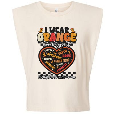 Multiple Sclerosis Wear Orange Ribbon For Myself Ms Warrior Garment-Dyed Women's Muscle Tee