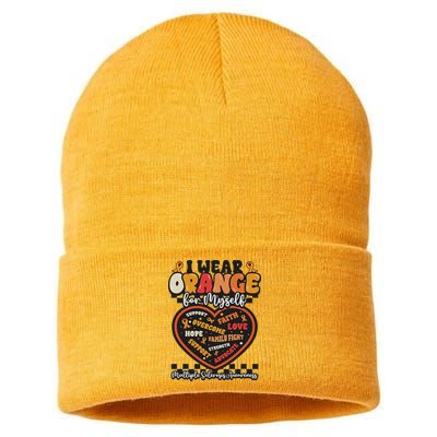 Multiple Sclerosis Wear Orange Ribbon For Myself Ms Warrior Sustainable Knit Beanie