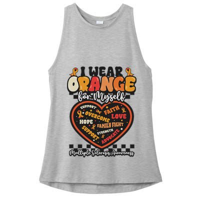 Multiple Sclerosis Wear Orange Ribbon For Myself Ms Warrior Ladies PosiCharge Tri-Blend Wicking Tank