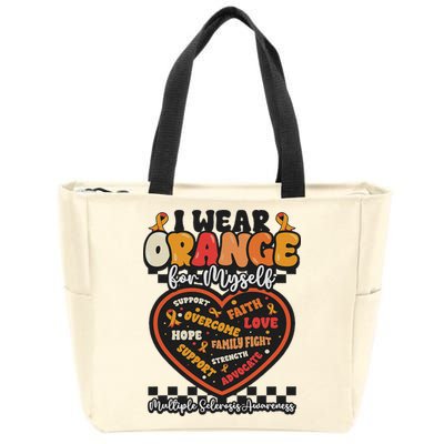 Multiple Sclerosis Wear Orange Ribbon For Myself Ms Warrior Zip Tote Bag