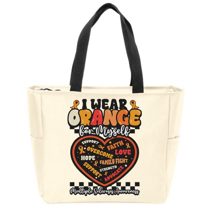 Multiple Sclerosis Wear Orange Ribbon For Myself Ms Warrior Zip Tote Bag