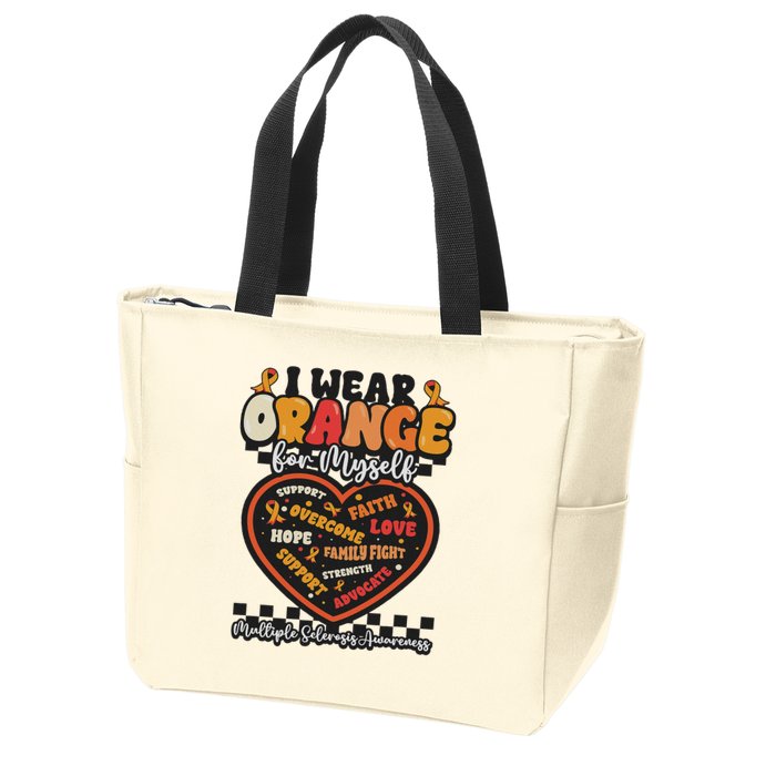 Multiple Sclerosis Wear Orange Ribbon For Myself Ms Warrior Zip Tote Bag
