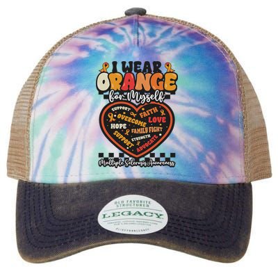 Multiple Sclerosis Wear Orange Ribbon For Myself Ms Warrior Legacy Tie Dye Trucker Hat