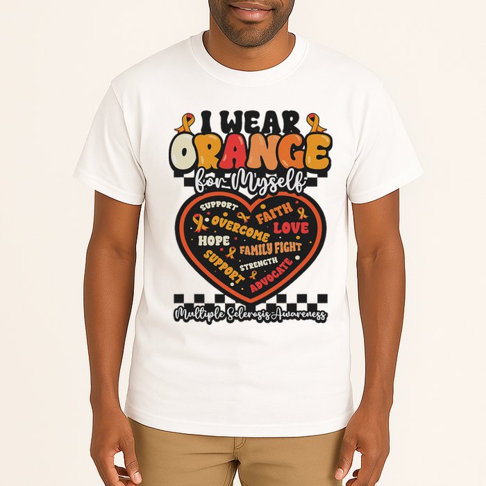 Multiple Sclerosis Wear Orange Ribbon For Myself Ms Warrior Tall T-Shirt