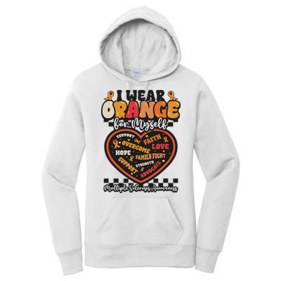 Multiple Sclerosis Wear Orange Ribbon For Myself Ms Warrior Women's Pullover Hoodie