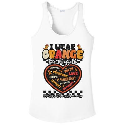 Multiple Sclerosis Wear Orange Ribbon For Myself Ms Warrior Ladies PosiCharge Competitor Racerback Tank