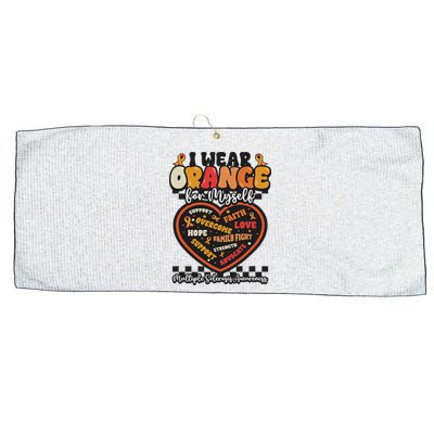 Multiple Sclerosis Wear Orange Ribbon For Myself Ms Warrior Large Microfiber Waffle Golf Towel