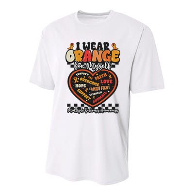 Multiple Sclerosis Wear Orange Ribbon For Myself Ms Warrior Youth Performance Sprint T-Shirt