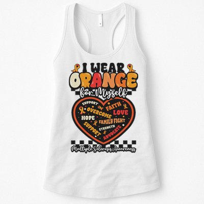 Multiple Sclerosis Wear Orange Ribbon For Myself Ms Warrior Womens Tank Top