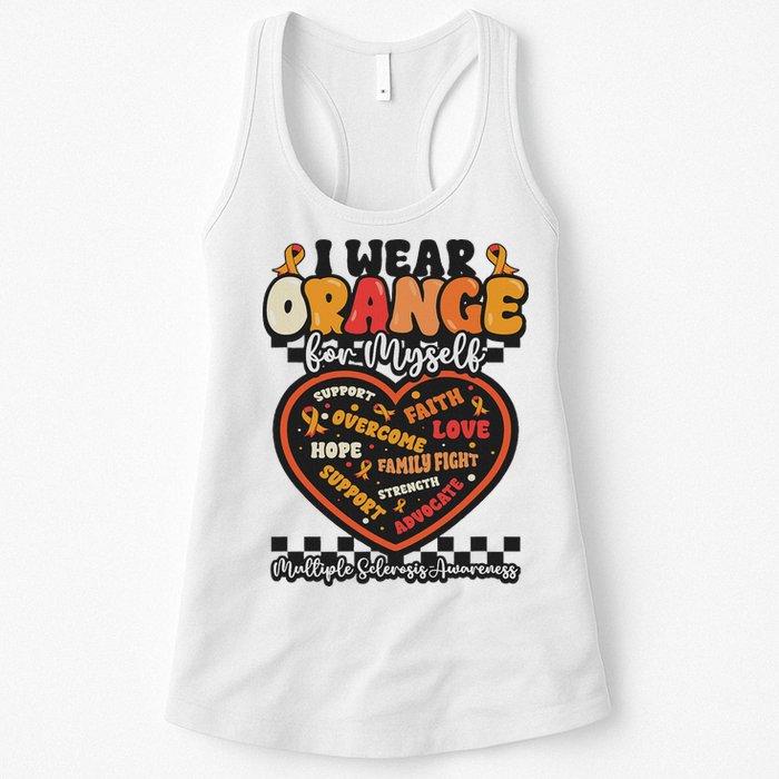 Multiple Sclerosis Wear Orange Ribbon For Myself Ms Warrior Womens Tank Top