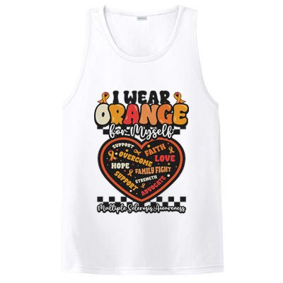 Multiple Sclerosis Wear Orange Ribbon For Myself Ms Warrior PosiCharge Competitor Tank