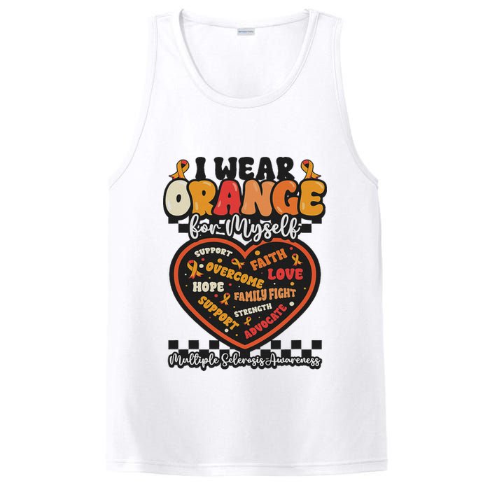 Multiple Sclerosis Wear Orange Ribbon For Myself Ms Warrior PosiCharge Competitor Tank