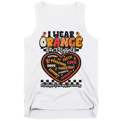Multiple Sclerosis Wear Orange Ribbon For Myself Ms Warrior Tank Top