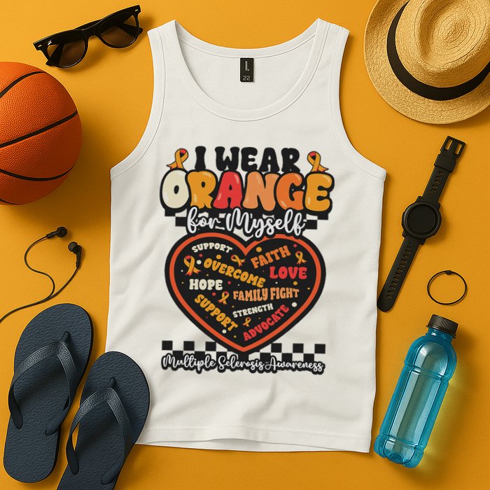 Multiple Sclerosis Wear Orange Ribbon For Myself Ms Warrior Tank Top