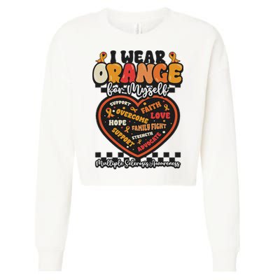 Multiple Sclerosis Wear Orange Ribbon For Myself Ms Warrior Cropped Pullover Crew