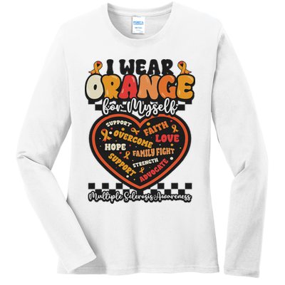 Multiple Sclerosis Wear Orange Ribbon For Myself Ms Warrior Ladies Long Sleeve Shirt