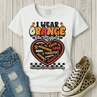 Multiple Sclerosis Wear Orange Ribbon For Myself Ms Warrior Womens T-Shirt