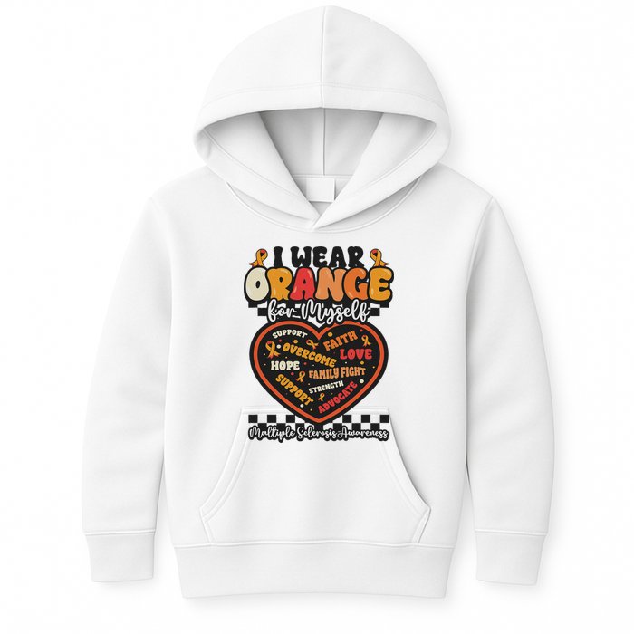 Multiple Sclerosis Wear Orange Ribbon For Myself Ms Warrior Kids Hoodie