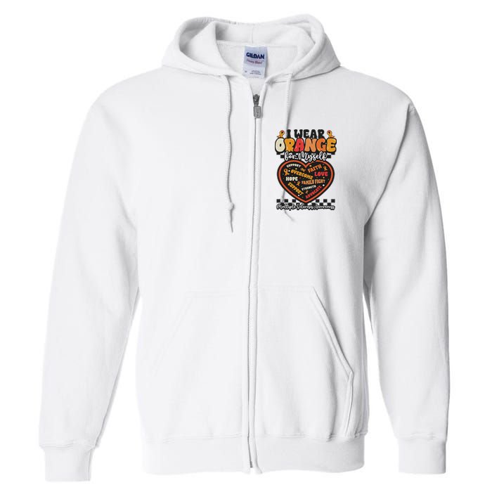 Multiple Sclerosis Wear Orange Ribbon For Myself Ms Warrior Full Zip Hoodie
