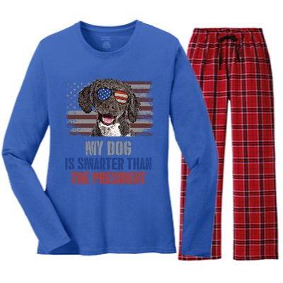 My Spanish Water Dog Smarter Than President Gift Women's Long Sleeve Flannel Pajama Set 