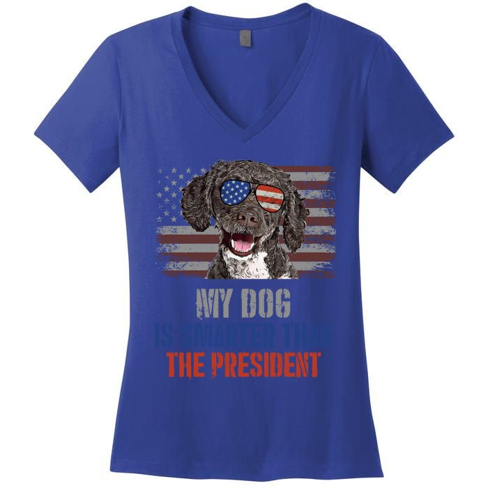 My Spanish Water Dog Smarter Than President Gift Women's V-Neck T-Shirt