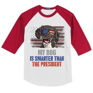 My Spanish Water Dog Smarter Than President Gift Kids Colorblock Raglan Jersey