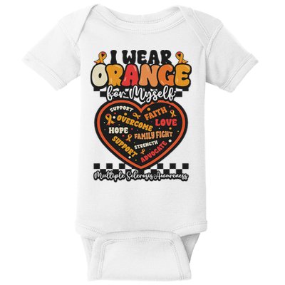 Multiple Sclerosis Wear Orange Ribbon For Myself Ms Warrior Baby Bodysuit