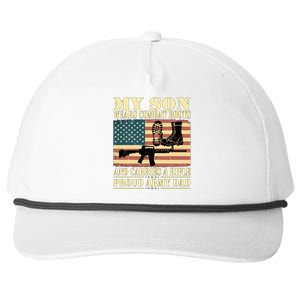 My Son Wears Combat Boots Gift Proud Army Dad Military Father Gift Snapback Five-Panel Rope Hat