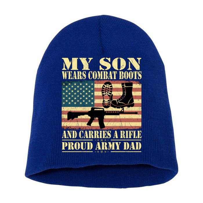 My Son Wears Combat Boots Gift Proud Army Dad Military Father Gift Short Acrylic Beanie