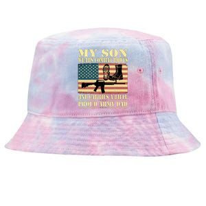 My Son Wears Combat Boots Gift Proud Army Dad Military Father Gift Tie-Dyed Bucket Hat