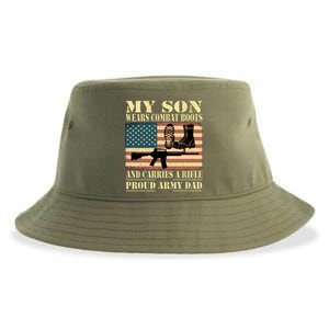 My Son Wears Combat Boots Gift Proud Army Dad Military Father Gift Sustainable Bucket Hat