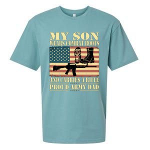 My Son Wears Combat Boots Gift Proud Army Dad Military Father Gift Sueded Cloud Jersey T-Shirt